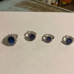 4 sterling silver and sapphire rings